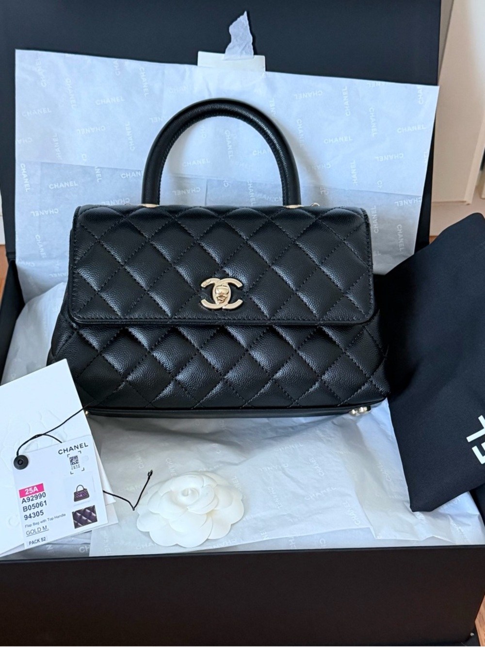 CHANEL Coco Top Handle Satchel with Gold CC Hardware